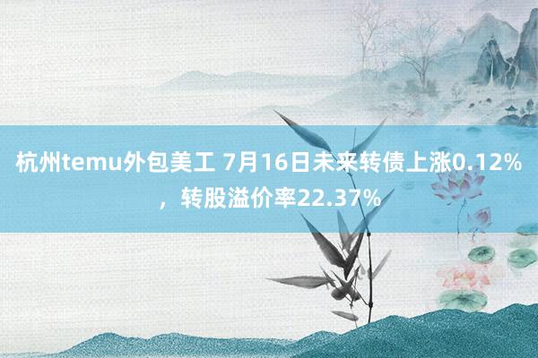 杭州temu外包美工 7月16日未来转债上涨0.12%，转股溢价率22.37%