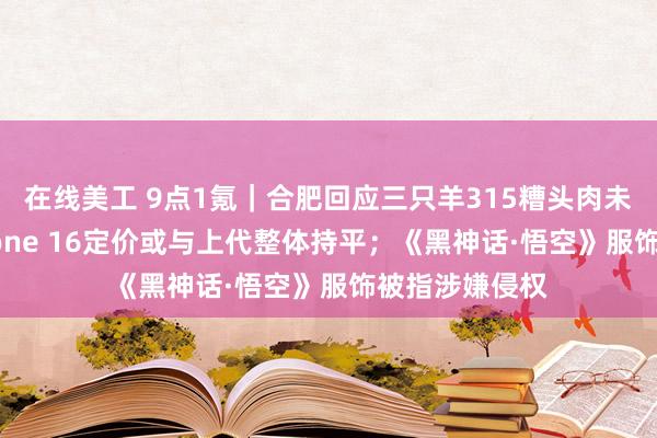 在线美工 9点1氪｜合肥回应三只羊315糟头肉未受处罚；iPhone 16定价或与上代整体持平；《黑神话·悟空》服饰被指涉嫌侵权